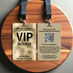 Badge de carte VIP   Code et logo QR Gold Foil per