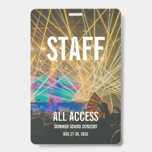 Badge de concert sur mesure VIP All Access Pass