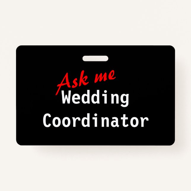 Badge de coordinateur Mariage personnalisable (Devant)