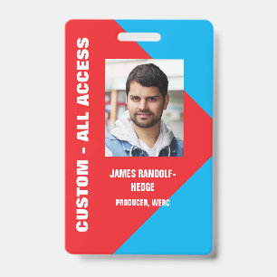 BADGE DE CRÉDENTIALS D'ACCÈS TOTAL AVEC PHOTO D'ID