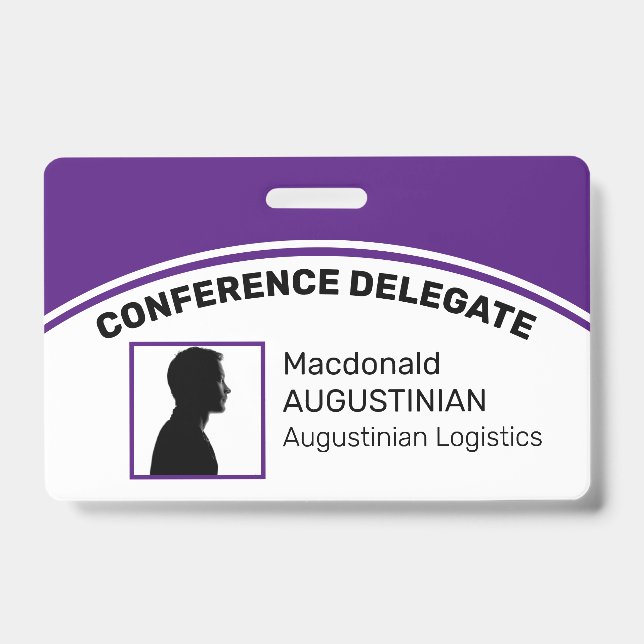 Badge de délégué de PURPLE avec logo personnalisé  (Avant)