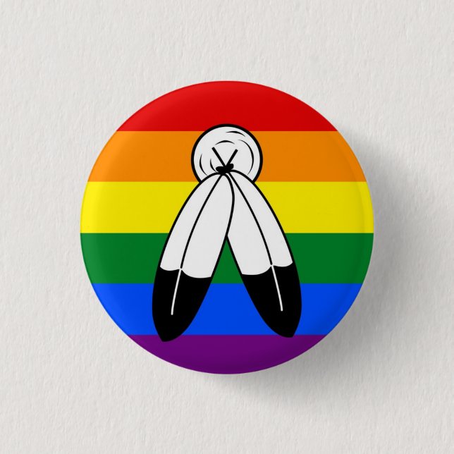 Badge de drapeau de la gay pride de deux esprits (Devant)