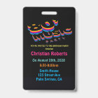 Badge de fête d'anniversaire Fun Neon 80's Musique