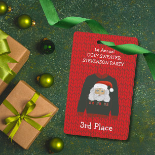 Badge de gagnant de la fête du pull moche de Noël