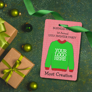 Badge de gagnant de pull moche vert Logo Entrepris