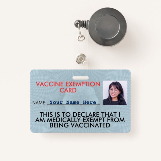Badge de la carte d'exemption de vaccin (Front with Retractable)