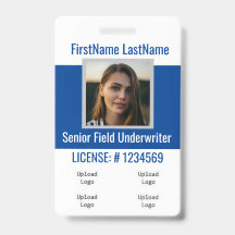 Badge de l'agent d'assurance Logos bleus avant et 