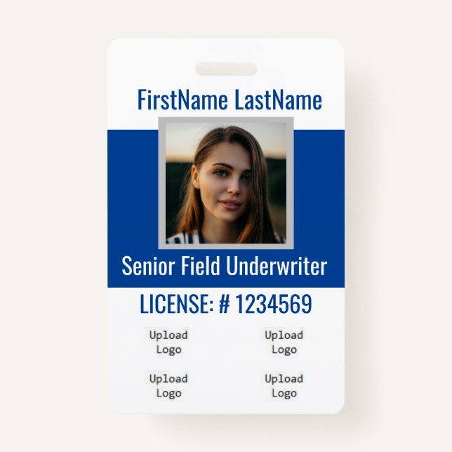 Badge de l'agent d'assurance Logos bleus avant et  (Dos)
