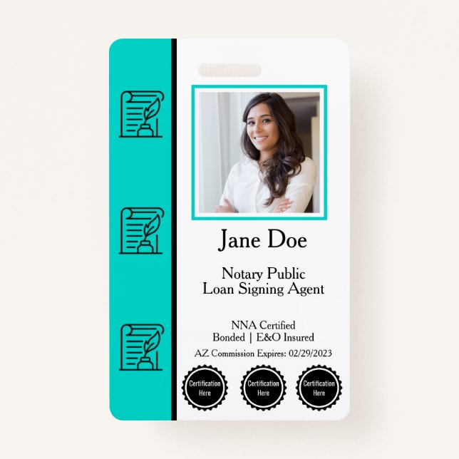 Badge de l'agent de signature de prêt public notai (Devant)