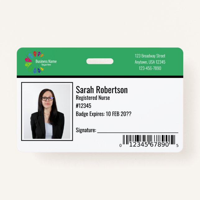 Badge de l'employé de l'ID de sécurité - horizonta (Devant)