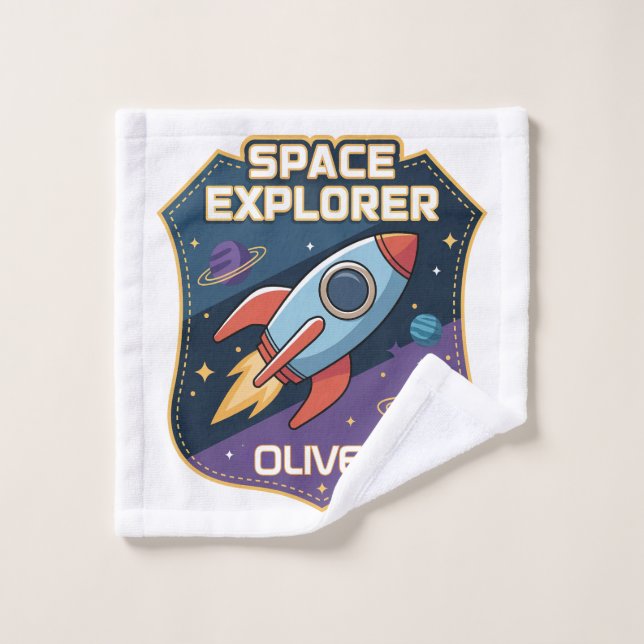 Badge de l'Explorateur d'espace mignon (Gant de toilette)