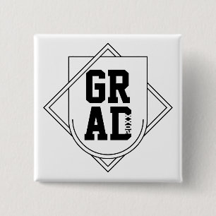 Badge de logo de diplômé noir et blanc personnalis