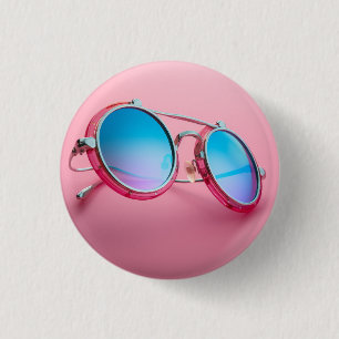 Badge de lunettes de soleil, bouton, épingle, rose