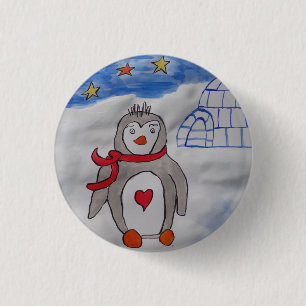 Badge de manchot de neige d'hiver