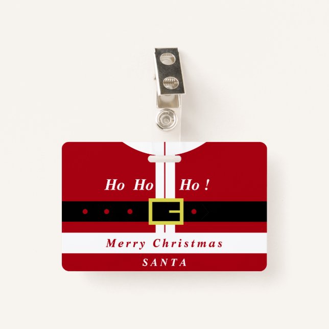 Badge de Noël Père Noël Cadeau personnalisé Votre  (Devant avec clip)