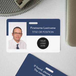 Badge de nom avec photo Corporate Dark Blue