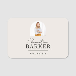 Badge de nom de l'agent immobilier moderne avec ar