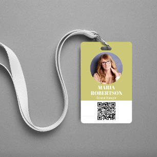 Badge de nom d'employé Photo Code QR Minimaliste