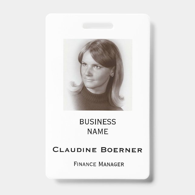 Badge de nom d'identification photo verticale blan (Avant)