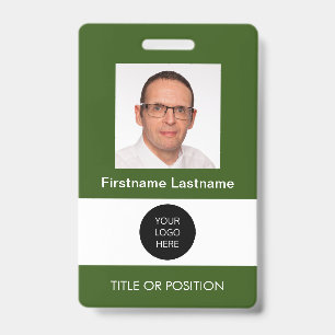 Badge de nom Forest Green avec photo d'identité