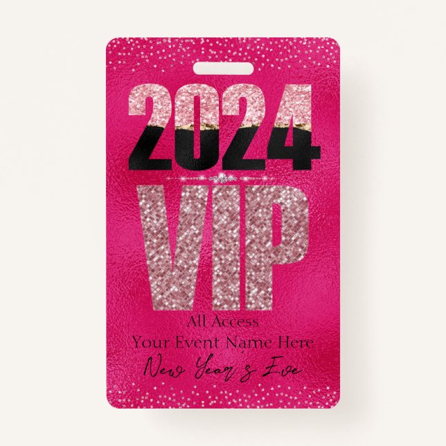 Badge de Parties scintillant rose chaud glamour VI (Devant)