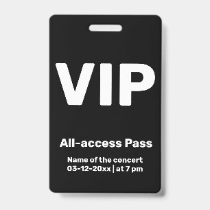 badge de passe d'accès personnalisé vip