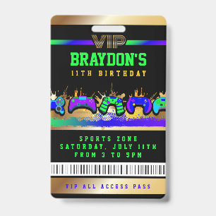 Badge de passe d'accès total VIP VIDEO GAMER GAME