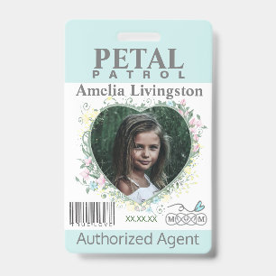 Badge de patrouille de pétale de fille de fleur bl