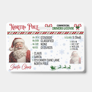Badge de permis de conduire de Noël du Père Noël