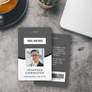 Badge de photo avec code-barres et logo ID employé