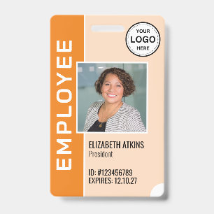 Badge de photo d'employé avec logo d'Orange Entrep