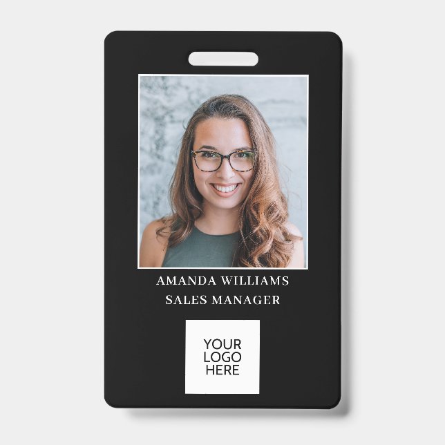 Badge de photo d'employé avec logo et code QR (Avant)