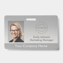 Badge de photo d'employé | Gris | Code QR facultat