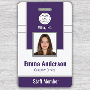 Badge de photo d'employé Purple Sécurité de l'en