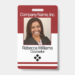 Badge de photo d'employé - Rouge foncé
