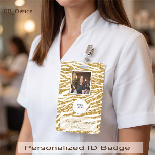 Badge de photo d'identification à paillettes zèbre