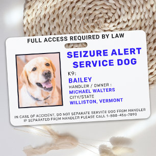 Badge de Photo d'Identification de Chien de Servic