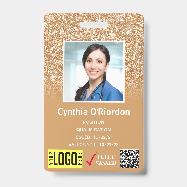 Badge de photo ID médical avec QR code et code-bar (Avant)