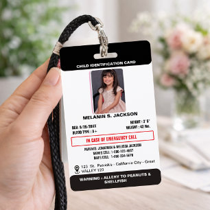 Badge de Photo Personnalisé pour Enfants avec Info