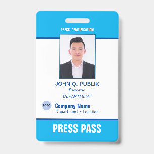 Badge de presse avec photo personnalisée