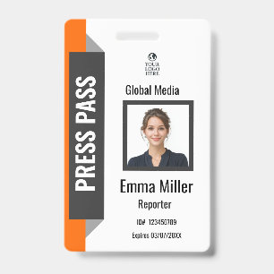 Badge de presse personnalisé noir et orange Cart