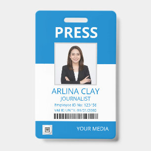 Badge de presse photo journaliste média bleu