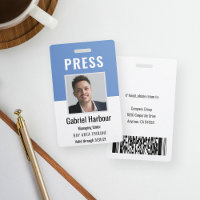Badge de presse vertical de journaliste de carte d