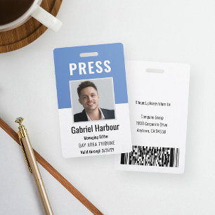 Badge de presse vertical de journaliste de carte d