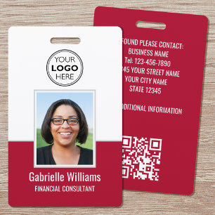 Badge de sécurité QR rouge moderne pour employés