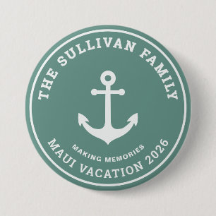Badge de vacances familiales personnalisé vert sau