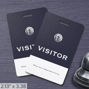 Badge de visiteur d'entreprise avec logo argenté