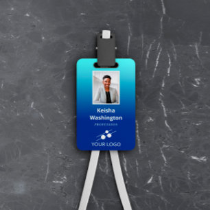 Badge Dégradé bleu Ajoutez votre logo ID employé