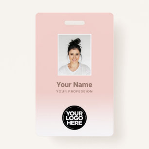 Badge Dégradé photo employé personnalisé Coupe rose pâle