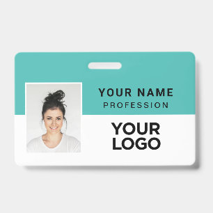 Badge d'employé d'entreprise couleur bleu turquois